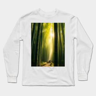 Hiking in a serene bamboo forest in the early morning light. Long Sleeve T-Shirt